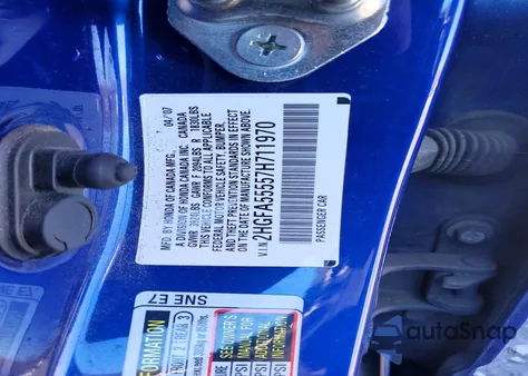 2007 Honda Civic Si z USA, uszkodzony, nr VIN 2HGFA55557H711970